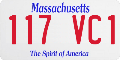 MA license plate 117VC1