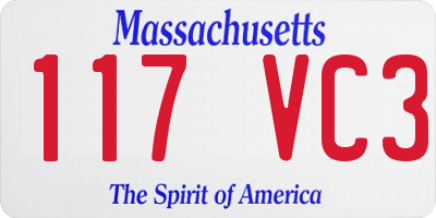 MA license plate 117VC3