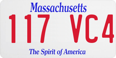 MA license plate 117VC4