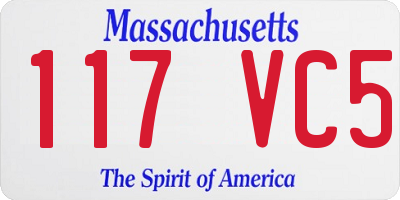 MA license plate 117VC5