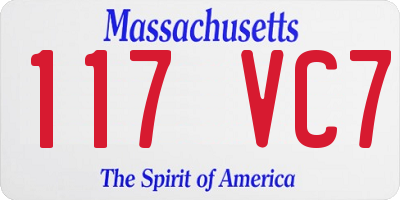 MA license plate 117VC7