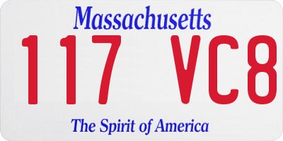 MA license plate 117VC8