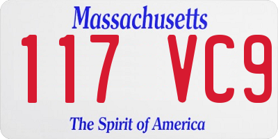 MA license plate 117VC9