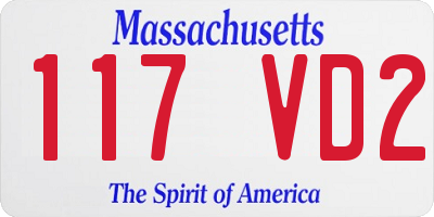 MA license plate 117VD2
