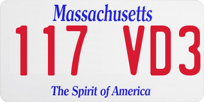 MA license plate 117VD3
