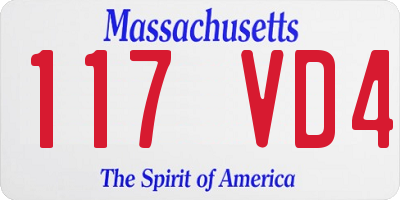 MA license plate 117VD4