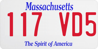 MA license plate 117VD5