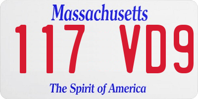 MA license plate 117VD9