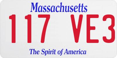 MA license plate 117VE3
