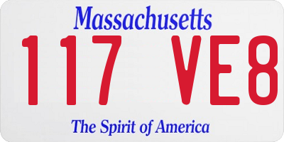 MA license plate 117VE8
