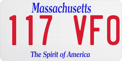 MA license plate 117VF0