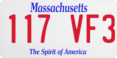 MA license plate 117VF3