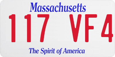 MA license plate 117VF4