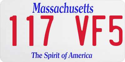 MA license plate 117VF5