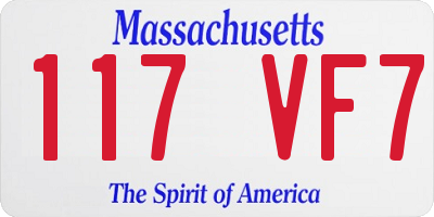 MA license plate 117VF7
