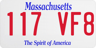 MA license plate 117VF8