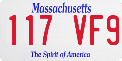 MA license plate 117VF9