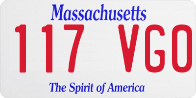 MA license plate 117VG0