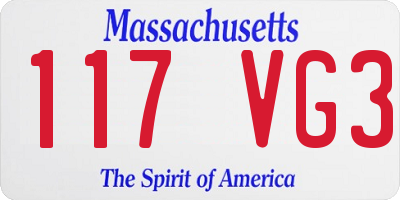 MA license plate 117VG3