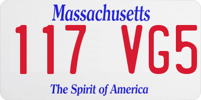 MA license plate 117VG5