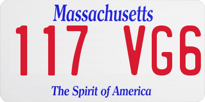 MA license plate 117VG6