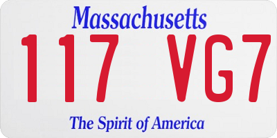 MA license plate 117VG7