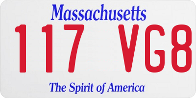 MA license plate 117VG8