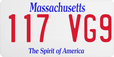 MA license plate 117VG9