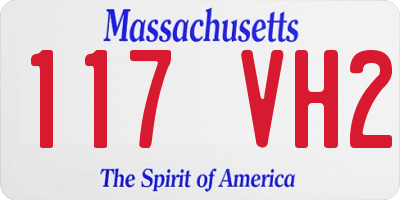 MA license plate 117VH2