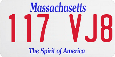MA license plate 117VJ8