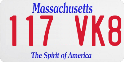 MA license plate 117VK8
