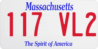 MA license plate 117VL2