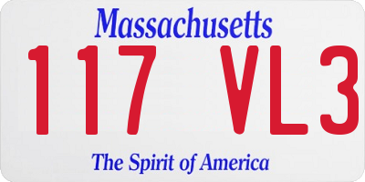 MA license plate 117VL3