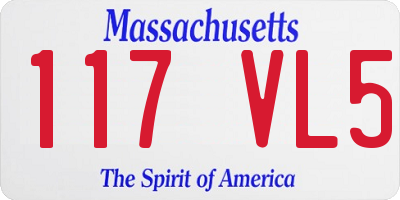 MA license plate 117VL5