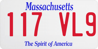 MA license plate 117VL9