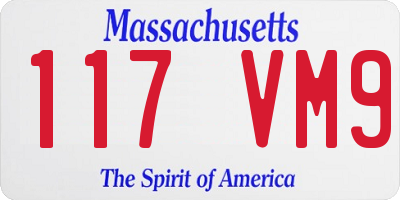 MA license plate 117VM9