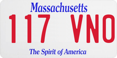 MA license plate 117VN0