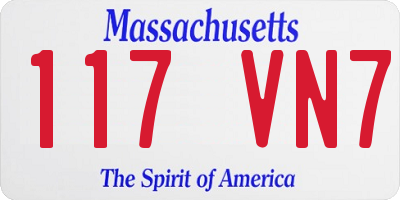 MA license plate 117VN7