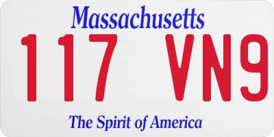 MA license plate 117VN9