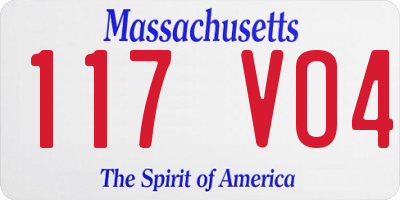 MA license plate 117VO4