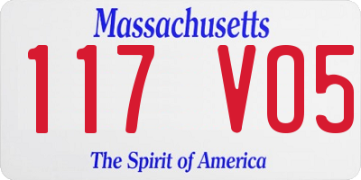 MA license plate 117VO5