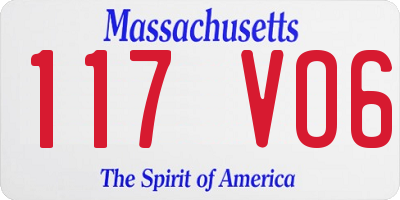 MA license plate 117VO6