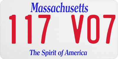 MA license plate 117VO7