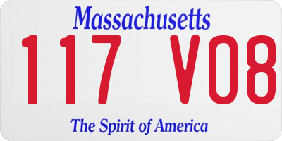 MA license plate 117VO8