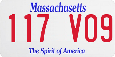 MA license plate 117VO9