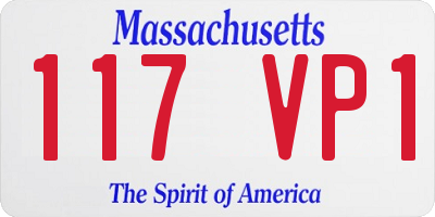 MA license plate 117VP1