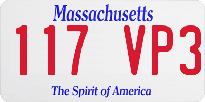 MA license plate 117VP3
