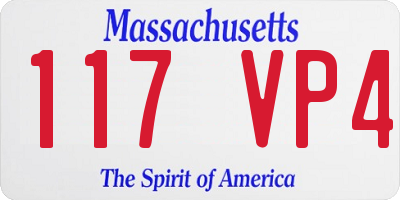 MA license plate 117VP4