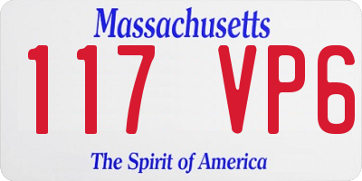 MA license plate 117VP6