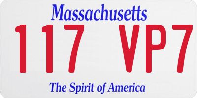 MA license plate 117VP7